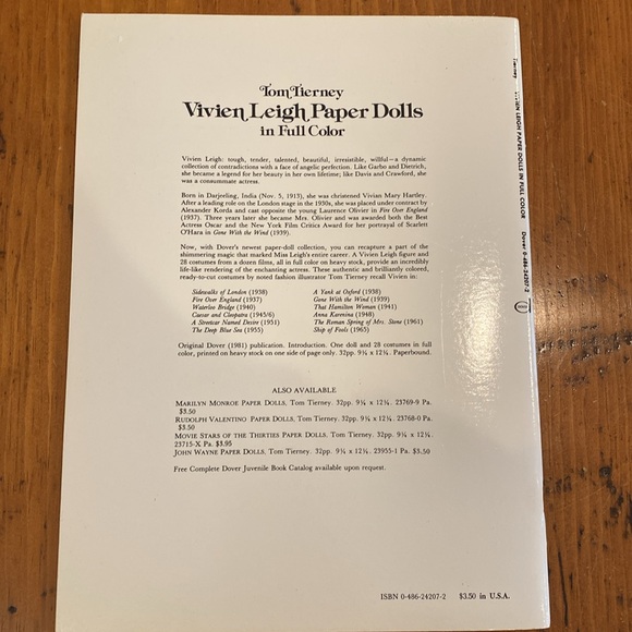 Vintage NWOT Vivian Leigh paper doll book by Tom Tierney Gone With the Wind - Picture 2 of 11